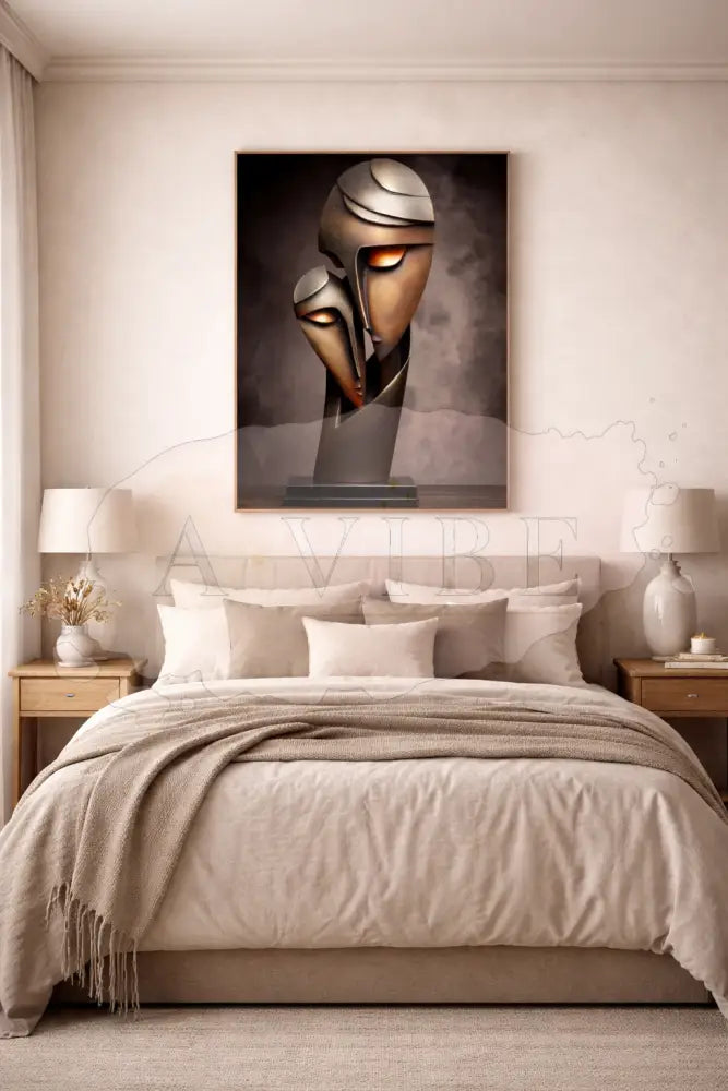 Abstract Faces Fine Art Print Symbolic Figurative Wall Art Contemporary Neutral Artwork Museum Quality Giclée Modern