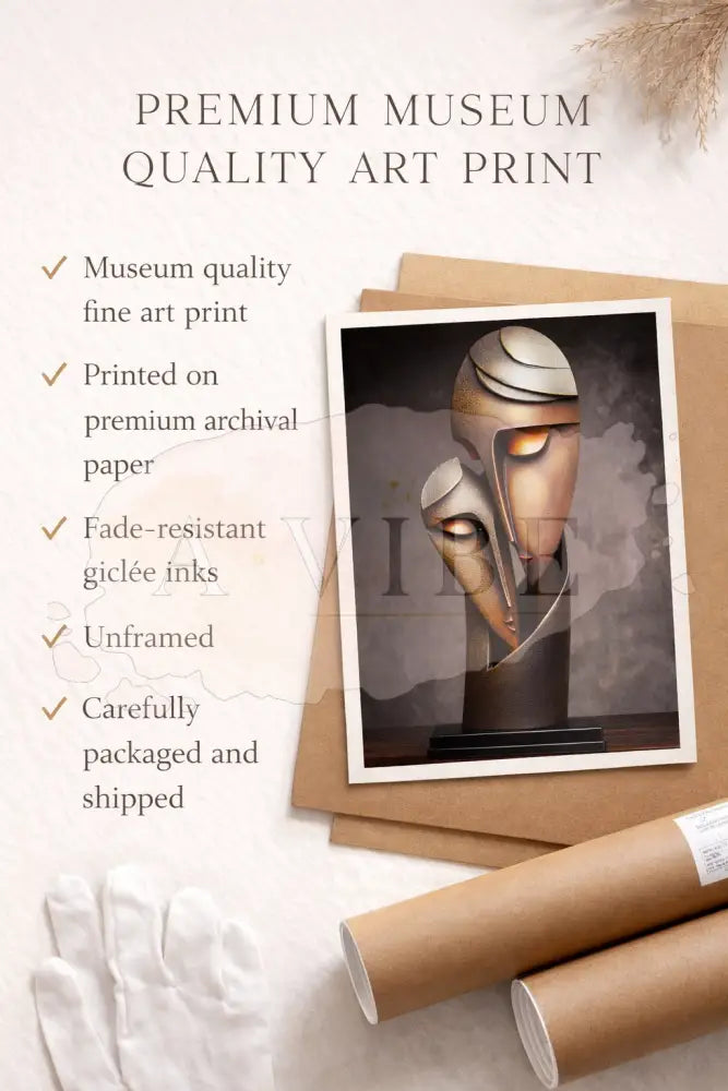 Abstract Faces Fine Art Print Symbolic Figurative Wall Art Contemporary Neutral Artwork Museum Quality Giclée Modern