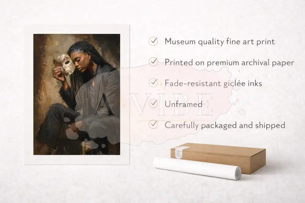 African Goddess Fine Art Print Symbolic Abstract Portrait Modern Spiritual Wall Art Unmasking 16*24 - AP102994P627112