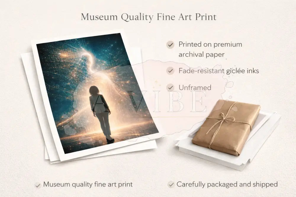 Awakening Light Fine Art Print Spiritual Wall Art Contemporary Figurative Art Mystical Giclée Print Modern Living Room
