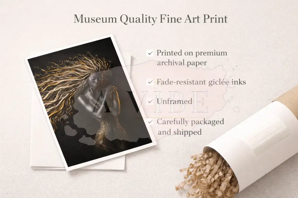 Black Goddess Tree of Life Art Print Symbolic Portrait Gilded Madusa 16*24 - AP102994P627110