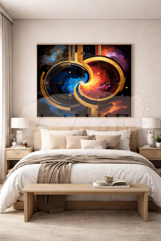 Celestial Balance Fine Art Print Yin Yang Sacred Geometry Cosmic Abstract Wall Art Spiritual Modern Artwork Museum