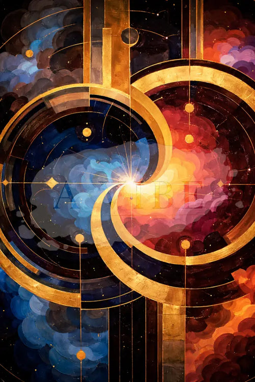 Celestial Balance Fine Art Print Yin Yang Sacred Geometry Cosmic Abstract Wall Art Spiritual Modern Artwork Museum