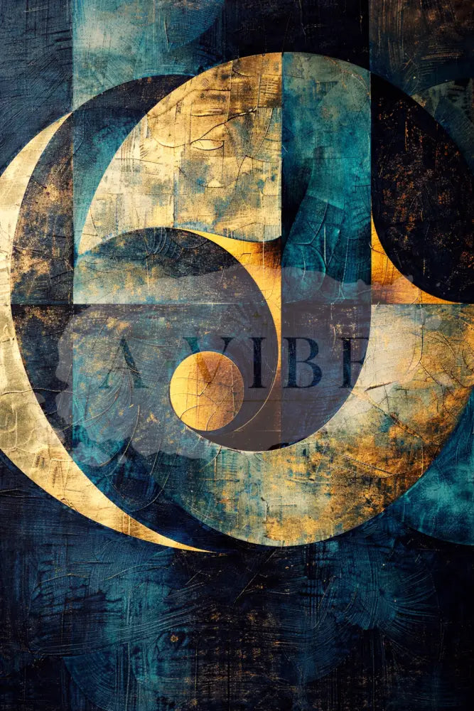 Celestial Continuum — Blue & Gold Abstract Fine Art Print Museum-Quality Giclée