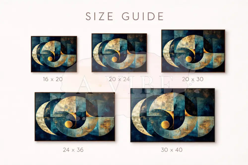 Celestial Continuum — Blue & Gold Abstract Fine Art Print Museum-Quality Giclée