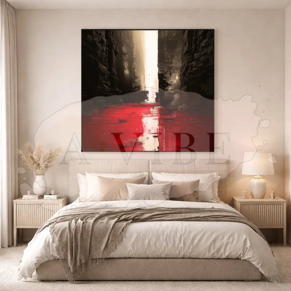 Crimson Passage — Abstract Fine Art Print Red and Black Modern Wall Art