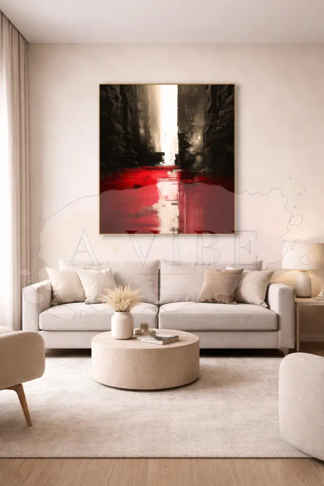 Crimson Passage — Abstract Fine Art Print Red and Black Modern Wall Art
