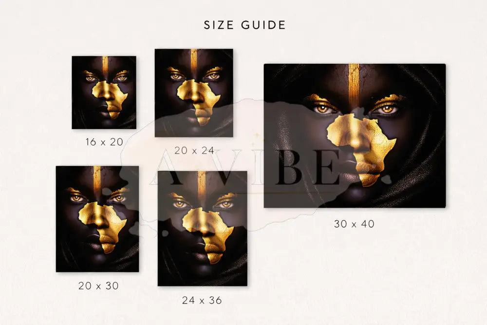 Golden Continent — African Woman Fine Art Print | Symbolic Portrait Wall Art | Black & Gold Modern Art | Museum-Quality