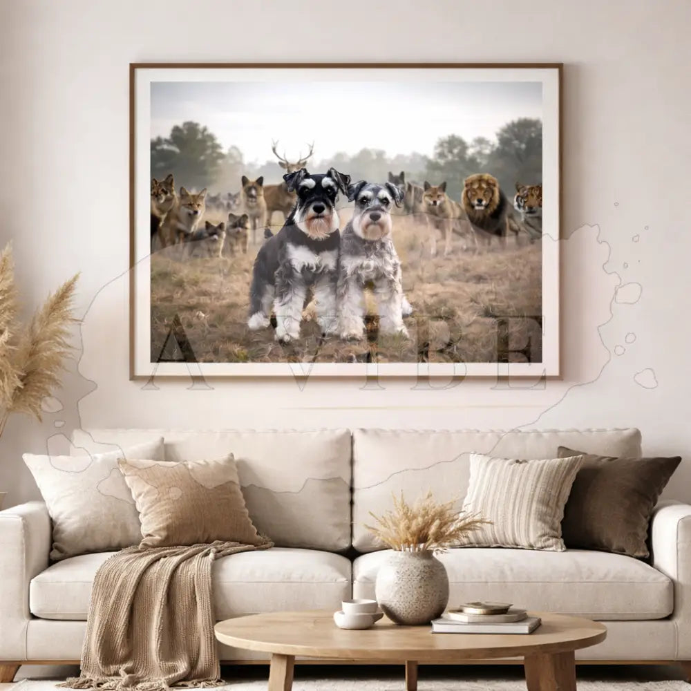 Guardians of the Wild — Schnauzer Fine Art Print Symbolic Animal Art Museum Quality Giclée