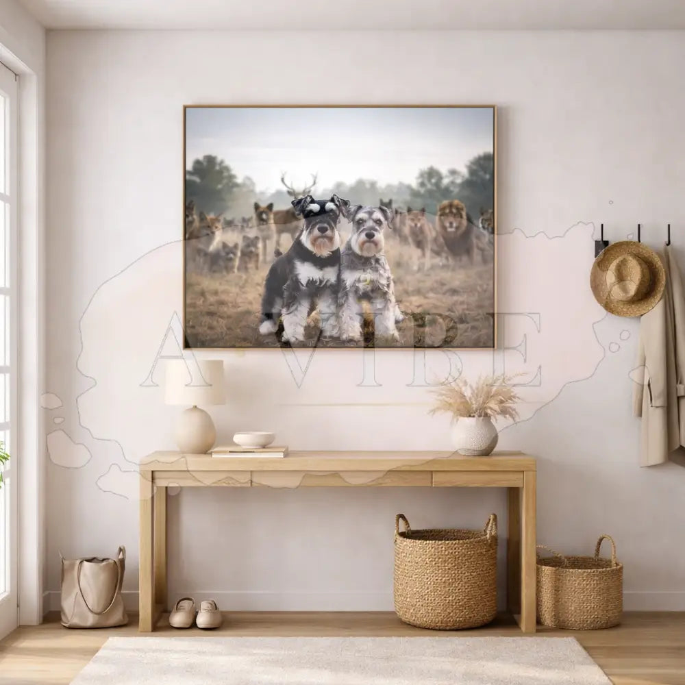 Guardians of the Wild — Schnauzer Fine Art Print Symbolic Animal Art Museum Quality Giclée
