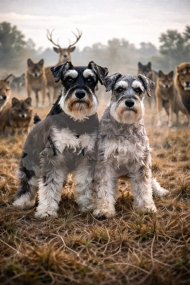 Guardians of the Wild — Schnauzer Fine Art Print Symbolic Animal Art Museum Quality Giclée