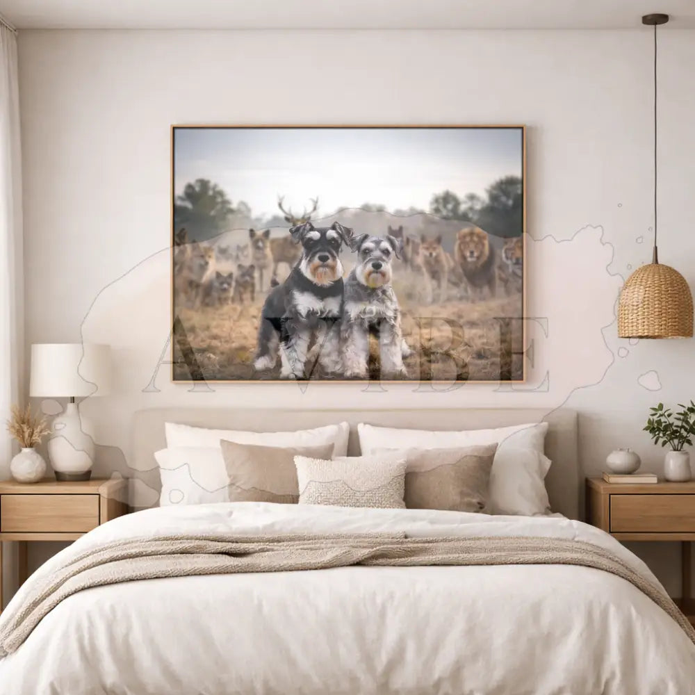 Guardians of the Wild — Schnauzer Fine Art Print Symbolic Animal Art Museum Quality Giclée