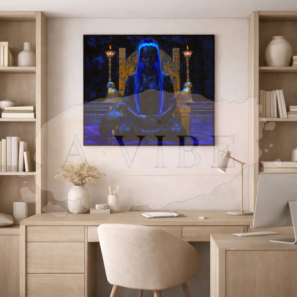 Midnight Oracle — Blue & Gold Fine Art Print Ethereal Portrait Museum Quality Giclée Contemporary Statement Artwork