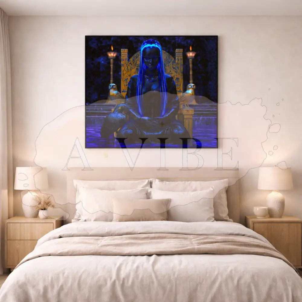 Midnight Oracle — Blue & Gold Fine Art Print Ethereal Portrait Museum Quality Giclée Contemporary Statement Artwork
