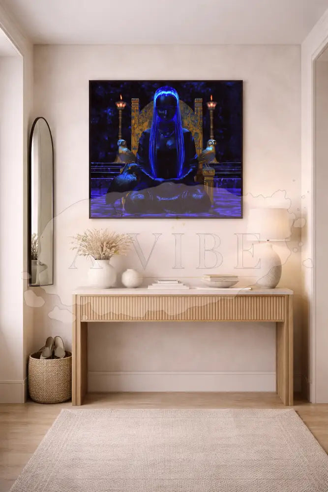 Midnight Oracle — Blue & Gold Fine Art Print Ethereal Portrait Museum Quality Giclée Contemporary Statement Artwork