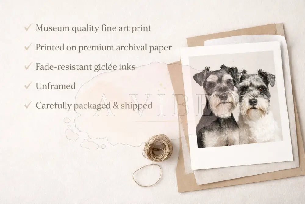Miniature Schnauzer Fine Art Print Emotional Dog Portrait Museum Quality Giclée Neutral Wall Art Pet Lover Gift