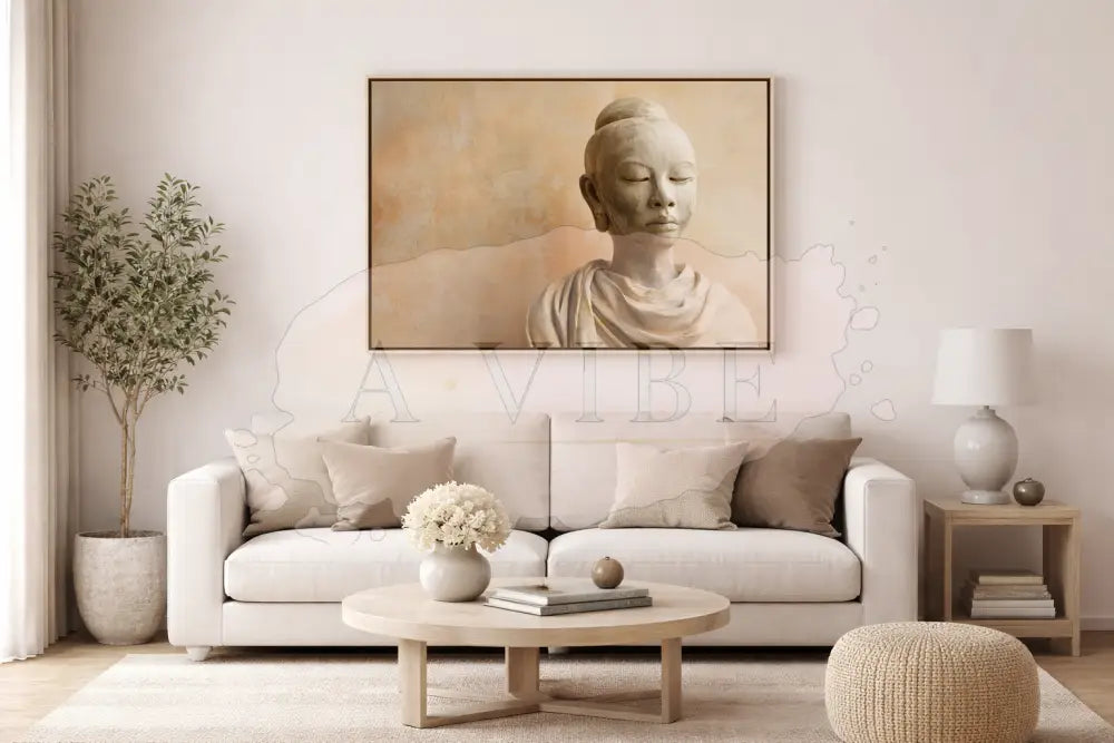 Modern Spiritual Buddha Fine Art Print Neutral Earth Tone Wall Art Minimalist Decor