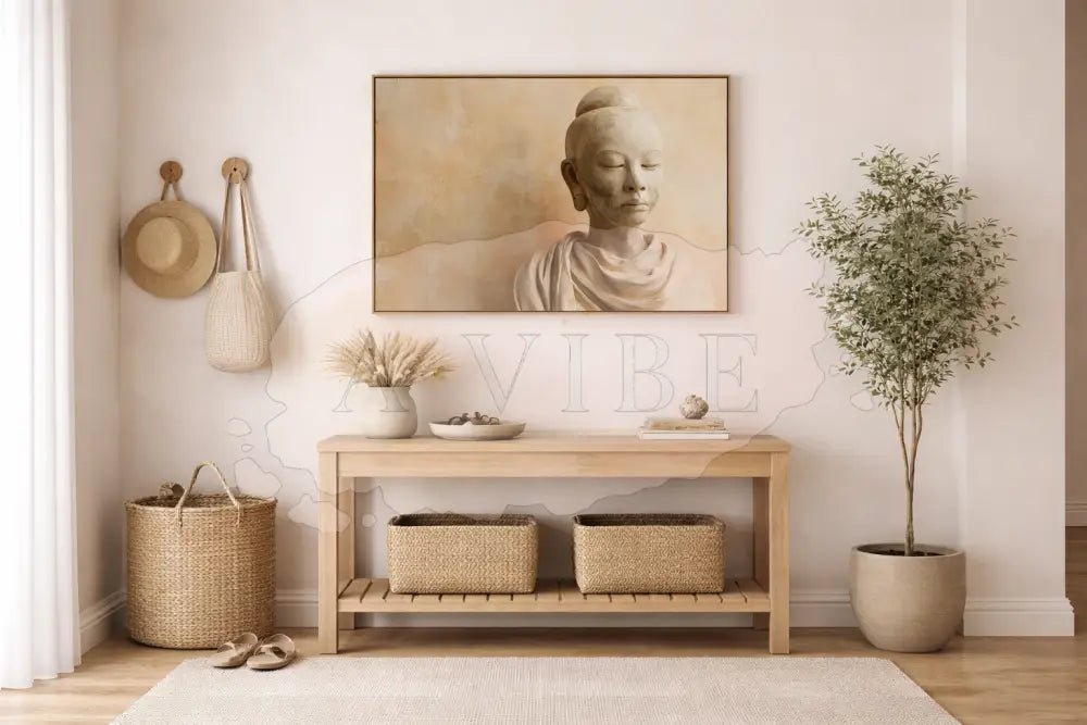 Modern Spiritual Buddha Fine Art Print Neutral Earth Tone Wall Art Minimalist Decor