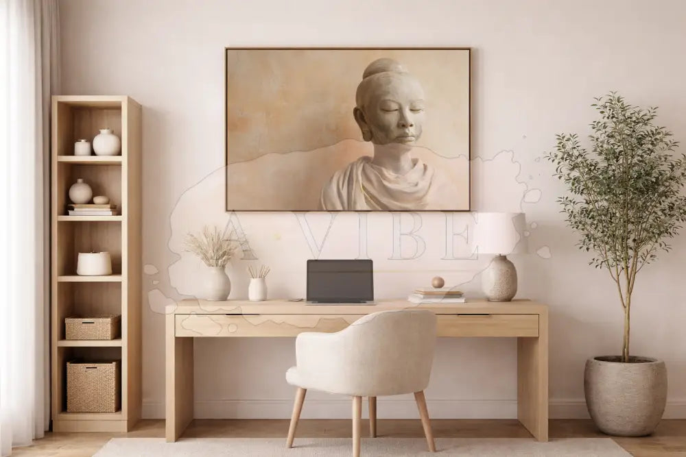 Modern Spiritual Buddha Fine Art Print Neutral Earth Tone Wall Art Minimalist Decor
