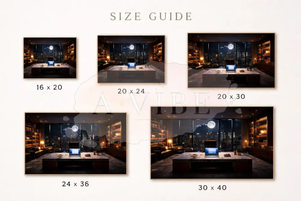 Moonlit City Office Fine Art Print — Contemporary Nightscape Cinematic Urban Interior Modern Collector Wall Art Museum