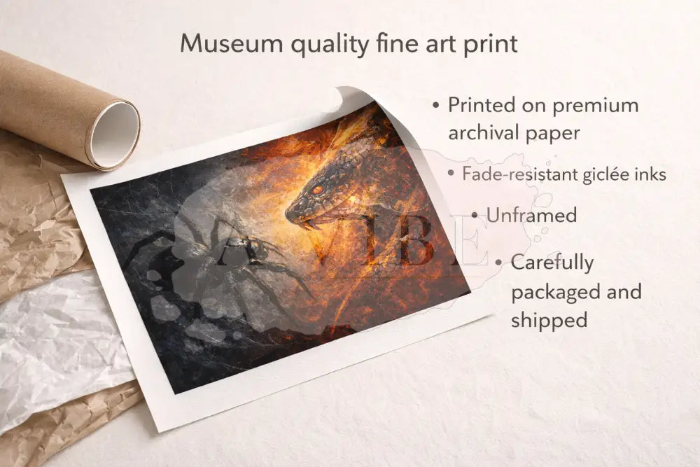 Serpent vs Spider Fine Art Print Dark Symbolic Artwork Museum Quality Giclée Wall Art