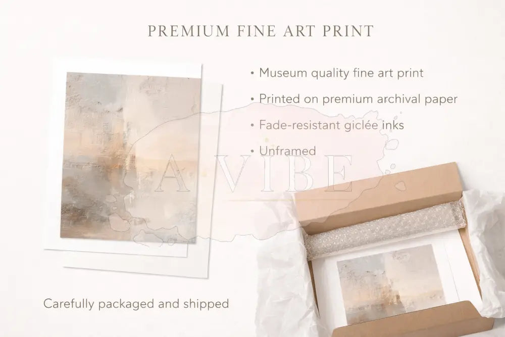 Stillness in Light – Neutral Abstract Fine Art Print Textured Minimal Wall Art Museum Quality Giclée Contemporary Decor
