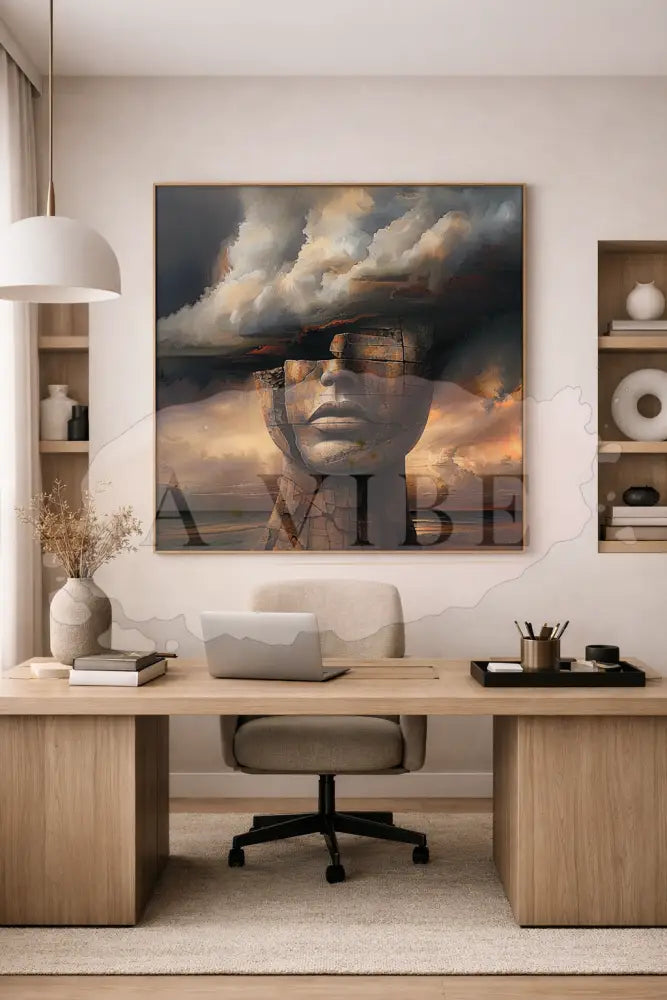 Symbolic Abstract Portrait Print Modern Spiritual Wall Art Neutral Earth Tones