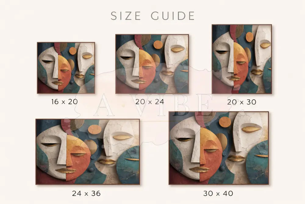 Symbolic Abstract Wall Art Print Modern Spiritual Face Portrait Neutral Eart Tones Fine Art Abstract African Mask Wall