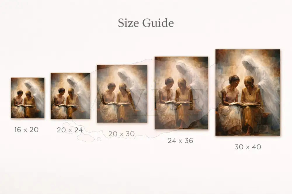 Women Reading Art Print Spiritual Guidance Earth Tones Women Reading the Bible with Spiritual Presence 16*24
