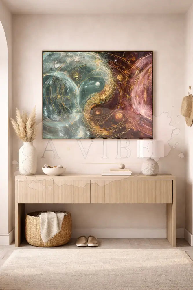 Yin Yang Sacred Geometry Fine Art Print — Cosmic Abstract Spiritual Wall Art Modern Gallery Quality Giclée