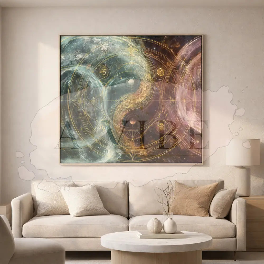 Yin Yang Sacred Geometry Fine Art Print — Cosmic Abstract Spiritual Wall Art Modern Gallery Quality Giclée