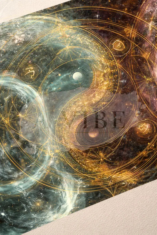 Yin Yang Sacred Geometry Fine Art Print — Cosmic Abstract Spiritual Wall Art Modern Gallery Quality Giclée